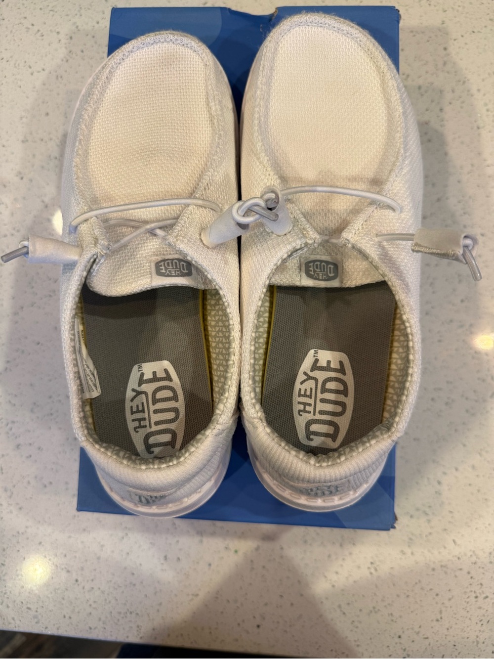 Hey Dude White Slip-On Sneakers with Bungee Lacing WORN ONCE